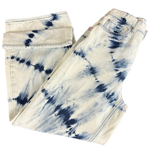 BDG Urban Outfitters Jeans Women Size 26 Blue High Rise Wide Leg Bleach Tie Dye - Picture 6 of 13